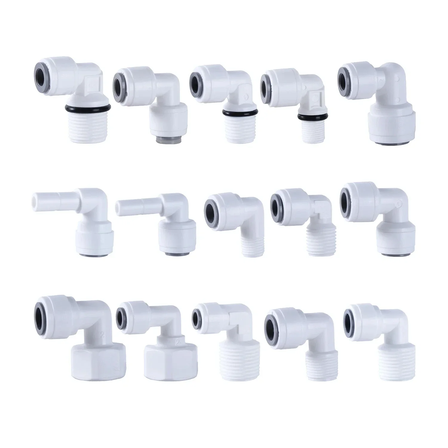 3-5pcs Push Fit Elbow Quick Connect for RO Water System 1/4 Inch Tube to 3/8 Inch Tube Compatible with Water Purification