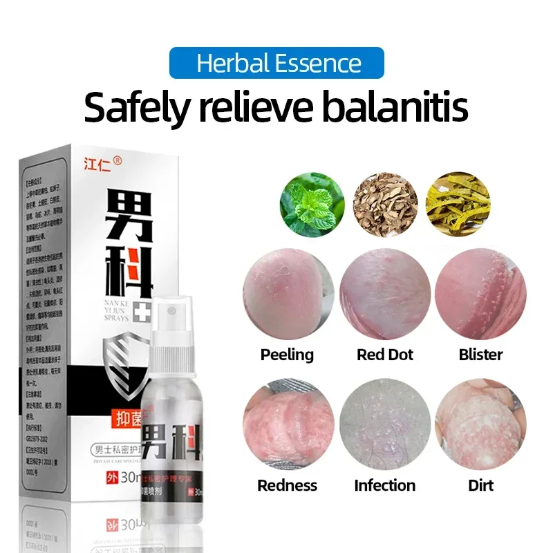 4Bottles Balanitis Candida Treatment Spray Mens Genital Herpes Removal Ointment Medicine Cure Pearly Papules Remover 30ml