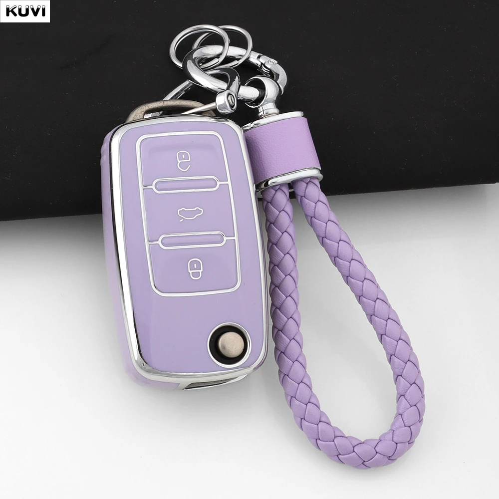 3 Buttons TPU Car Remote Key Cover Case For Volkswagen VW Bora Polo Tiguan Jetta Passat B5 B6 B7 Golf Beetle For Skoda Octavia view 4
