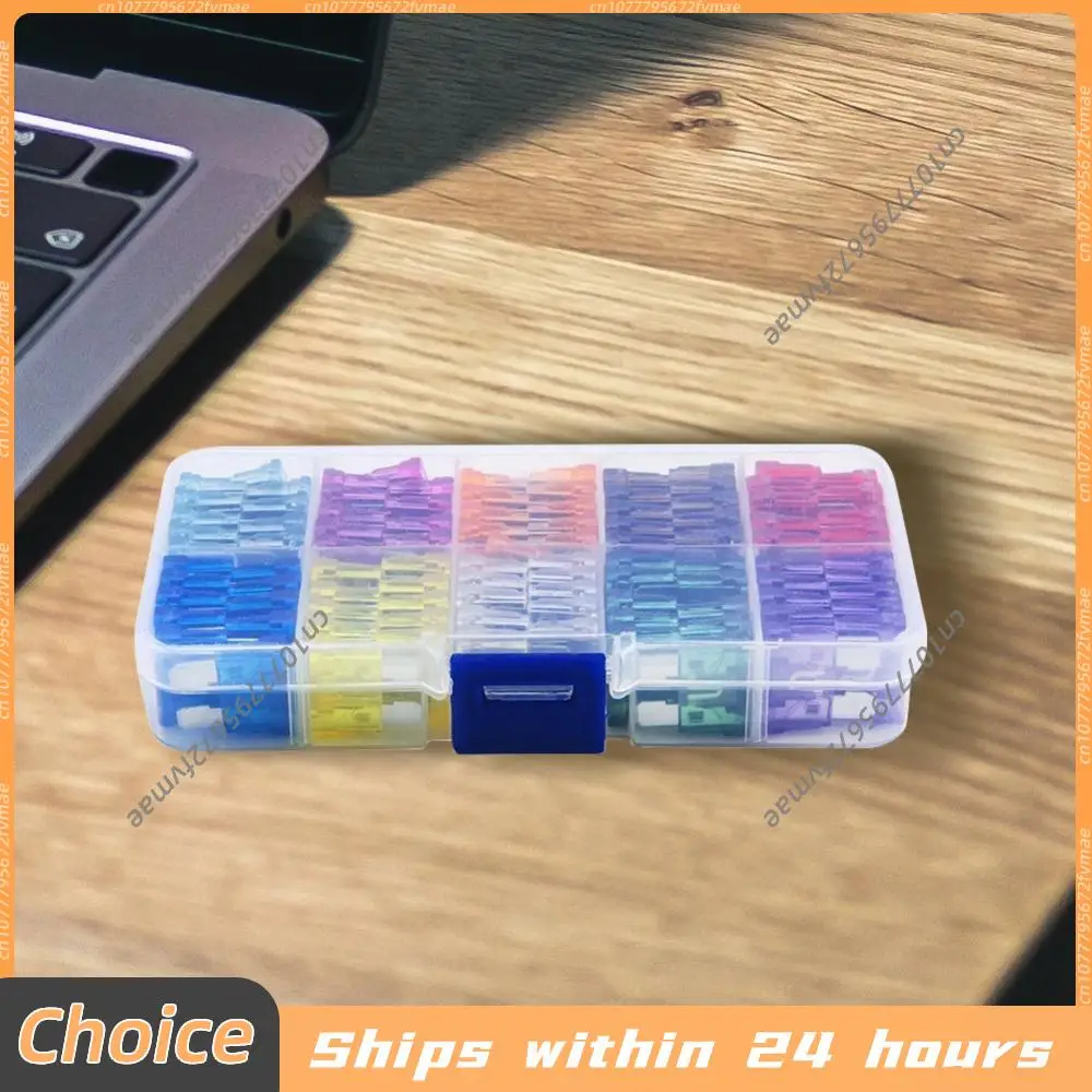 10 Types Auto Fuse Kit 100-500Pcs Blade Type Fuse Set 2A 3A 5A 7.5A 10A 15A 20A 25A 30A 35A Car Fuse Assortment with Box