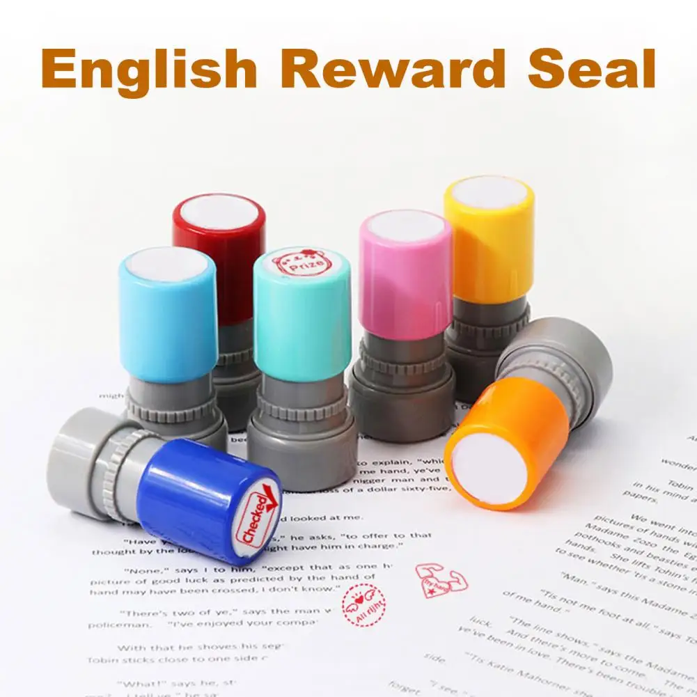 Student Feedback Stamp English Comment Seal Refillable Red Ink Stamp Self Inking School Supplies Stamp Teacher Evaluation Tool