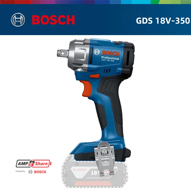 Bosch GDS18V-350 Cordless Brushless High Torque Impact Wrench 18V Lithium Ion for Construction Scaffolders Professional Tool