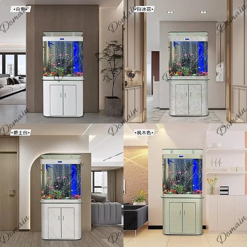 B80 Modern Wall Leaning Bottom Filter TV Cabinet Fish Tank Eco-Friendly No Water Change Living Room