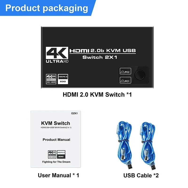 KVM Switch Dual Monitor HDMI compatibile 2 In 1 Out KVM Switcher 4K 60Hz Ultra HD Switch condividi stampante tastiera Mouse