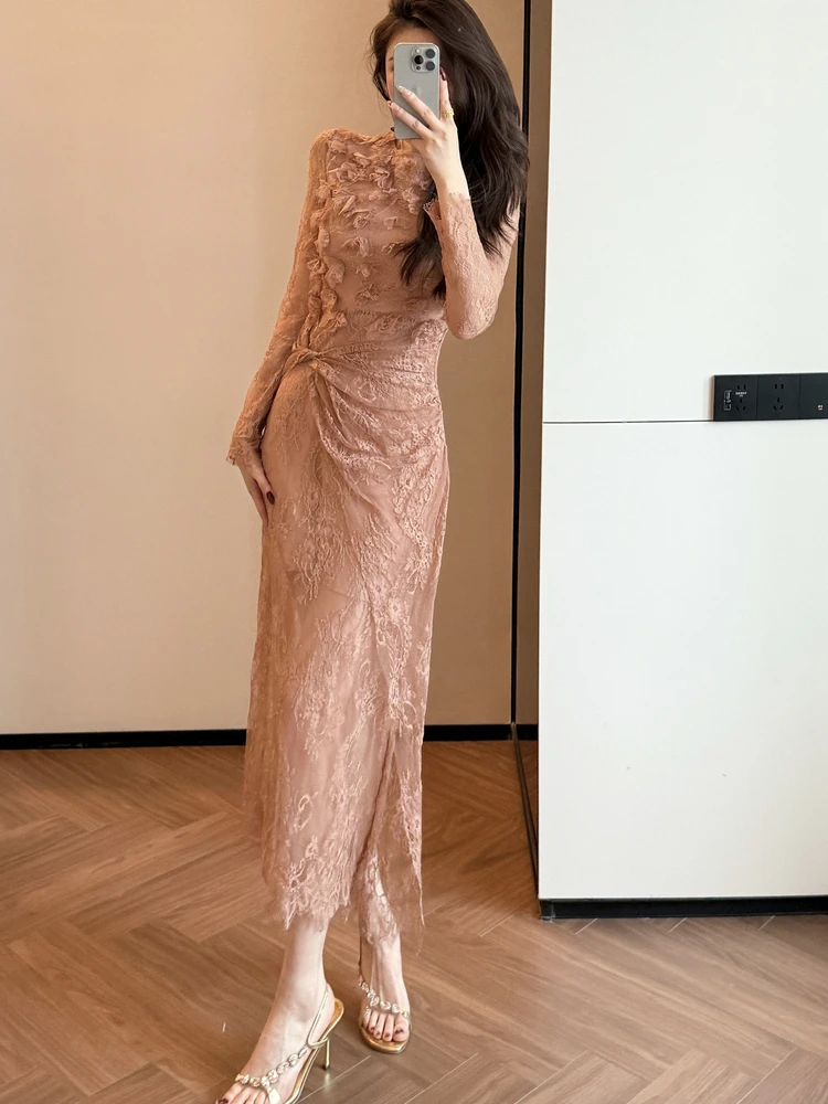 

Элегантное винтажное длинное женское платье-миди с завышенной талией, А-силуэт, из полиэстера и вискозы, средней эластичности