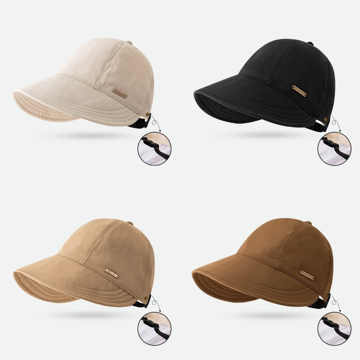 

Solid Color Metal Letter Tag Wide Brim Baseball Cap Fashion Casual Adjustable Fisherman Hat Outdoor Cycling Travel Sun Hat