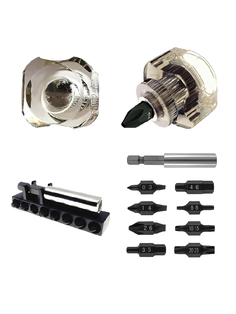 BHBD-poignée en Fiber d'acétate de Cellulose, Mini jeu de tournevis courts et trapus 10 en 1, pour points serrés, embouts en acier S2 à Double tête inclus