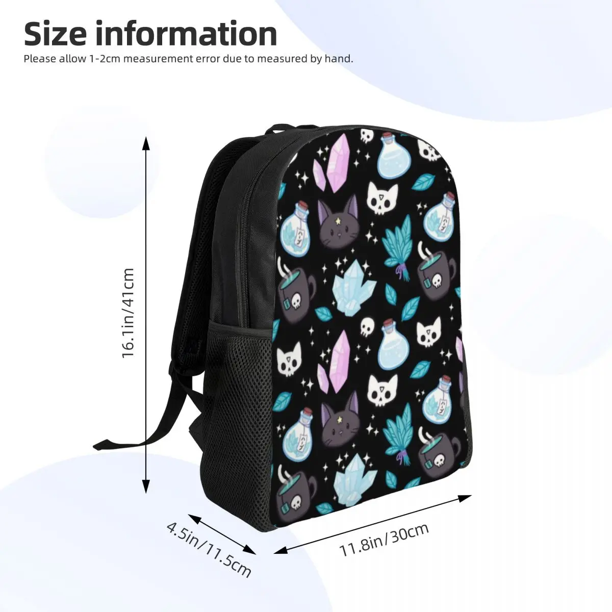 Kräuter hexe Muster Reise rucksack Männer Frauen Schule Computer Bücher tasche gruselige Katze Schädel College Student Daypack Taschen