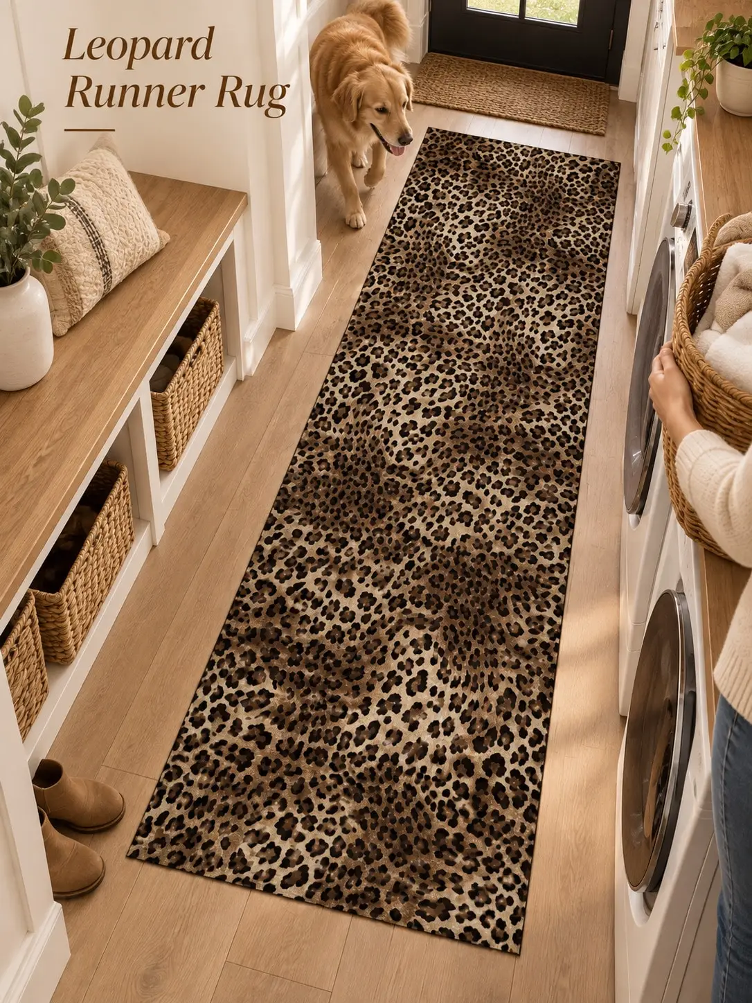 Leopard Spots Aisle Runners Animal Motif Long Carpet Runner Rugs Hallway Entryway Kitchen Laundry Room Corridor Living Foyer Floor Mat Home Decor Passage Bedroom Christmas Halloween Thanksgiving Anniversary Birthday Gifts for Family Friends