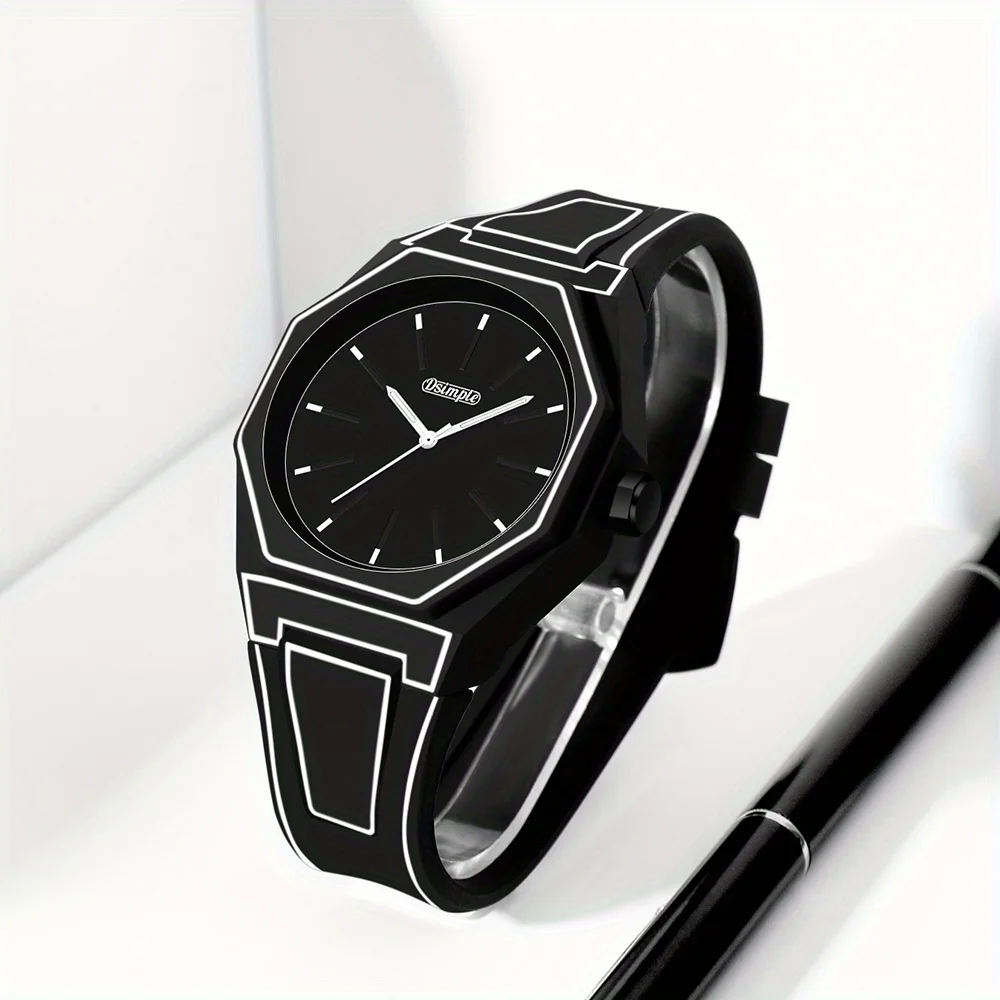Preppy Style Quartz Wrist Watch - Round Dial, Electronic Drive, Silicone Strap, Unisex, Holiday Gifts