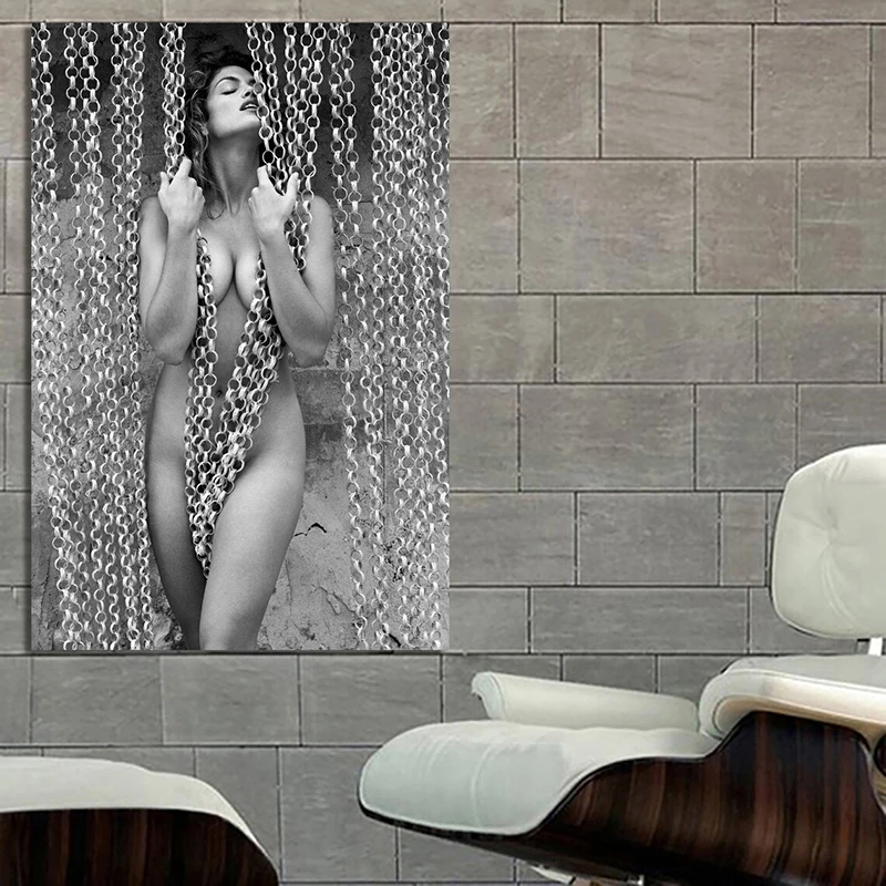 80s 90s Super Model Poster and Prints Sexy Woman Black and White Art Canvas Painting Wall Decoration Picture for Home Room Decor