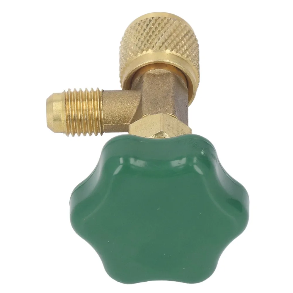 Copper + ABS Refrigerant Tank Valve 1/4in SAE Leak Proof Air Conditioning Refrigerant Valve Green for CT-341