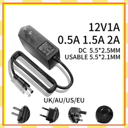 Wall mounted 12V / 0.5A 1A 1.5A 2A AC110V 220 DC LED strip CCTV router lighting transformer ac adapter,Interface5.5 * 2.1~2.5mm