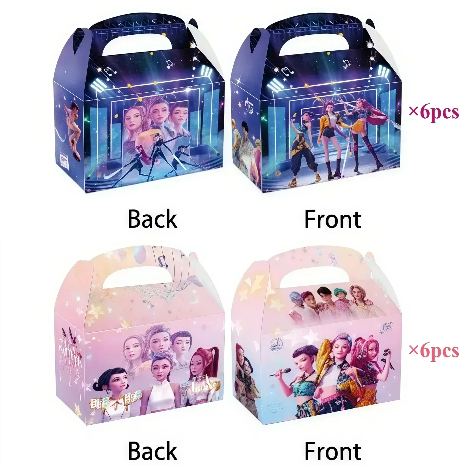 Beliebte Niedliche Cartoon-Anime-Musik-Themen-Partyzubehör Geburtstags-Süßigkeiten-Popcorn-Pommes-Boxen Trays Geschenktüten Verpackung – Detail 3
