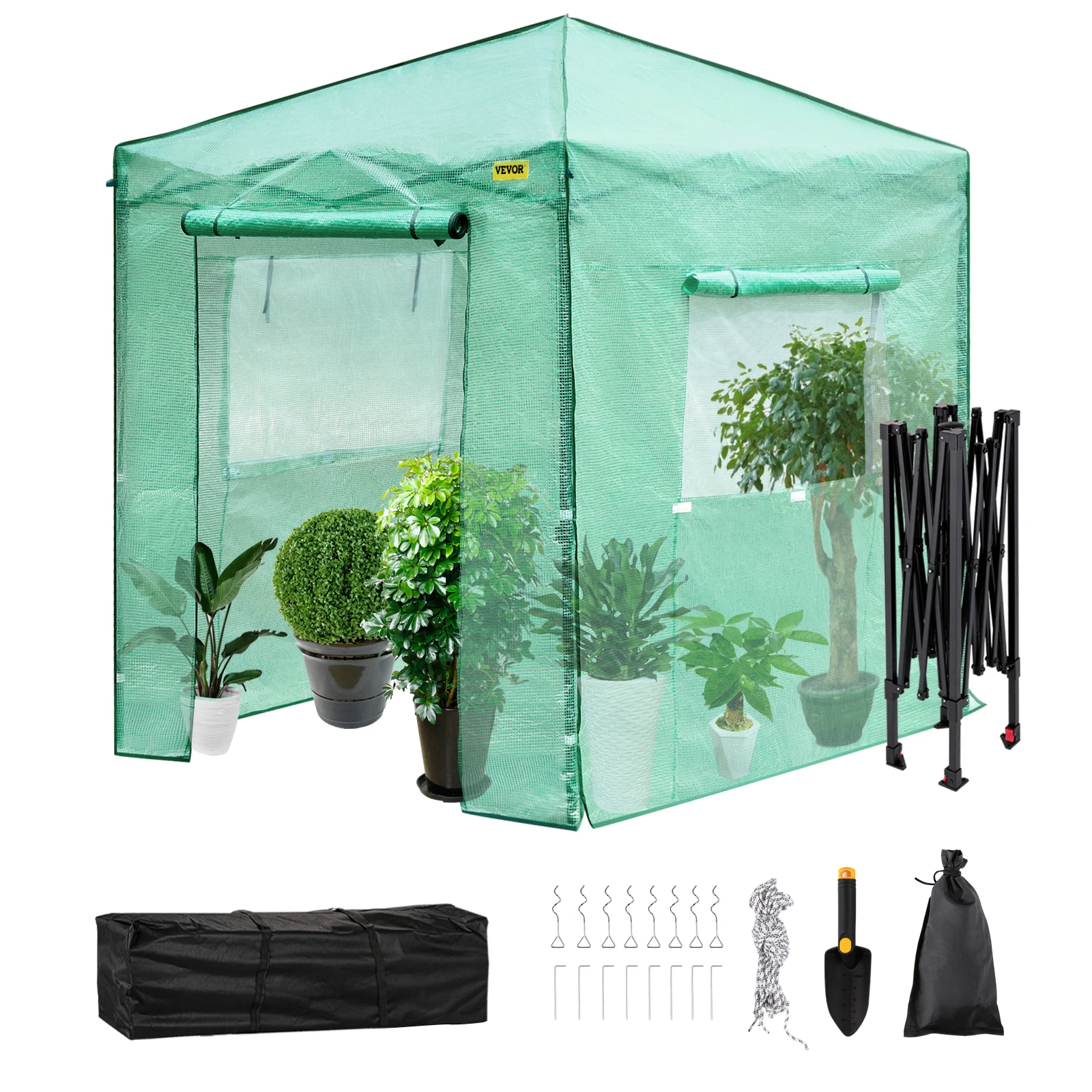 VEVOR Pop-Up Greenhouse Easy to Set Up Portable Walk-in Greenhouse with High Strength PE Cover with Doors & Windows for Planting