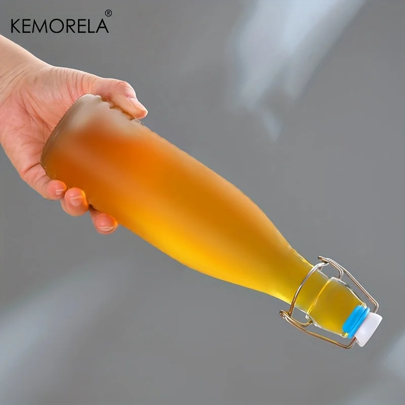1PC 500ml/750ml Frosted Glass Beverage Bottle with Flip Lock Airtight Brewing Jar for KombuchaCold Brew Coffee and Infused Water