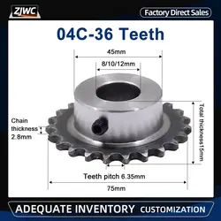 1pc 04C Sprocket 36Teeth Inner Hole 8/10/12mm 25H 45# Steel Sprocket Table Wheel Finished Hole Sprocket Screw Hole M5