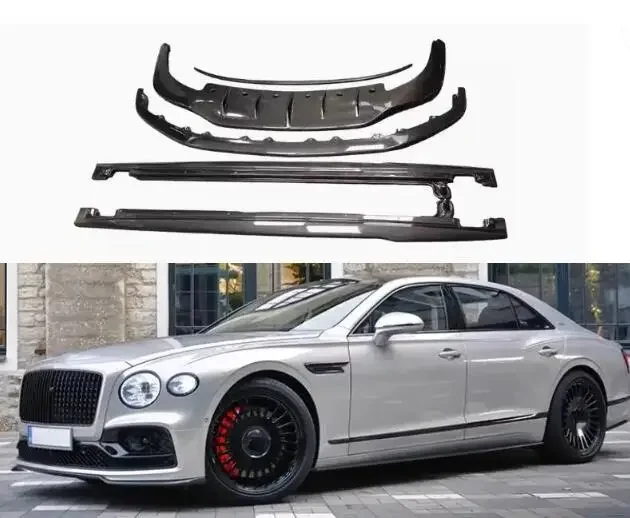 

New！ Real Dry Carbon OEM Full Body Kit For Bentley Flying Spur W12 2020-2024 Bumper Front Lip Rear Trunk Diffuser Side Skirt Spo