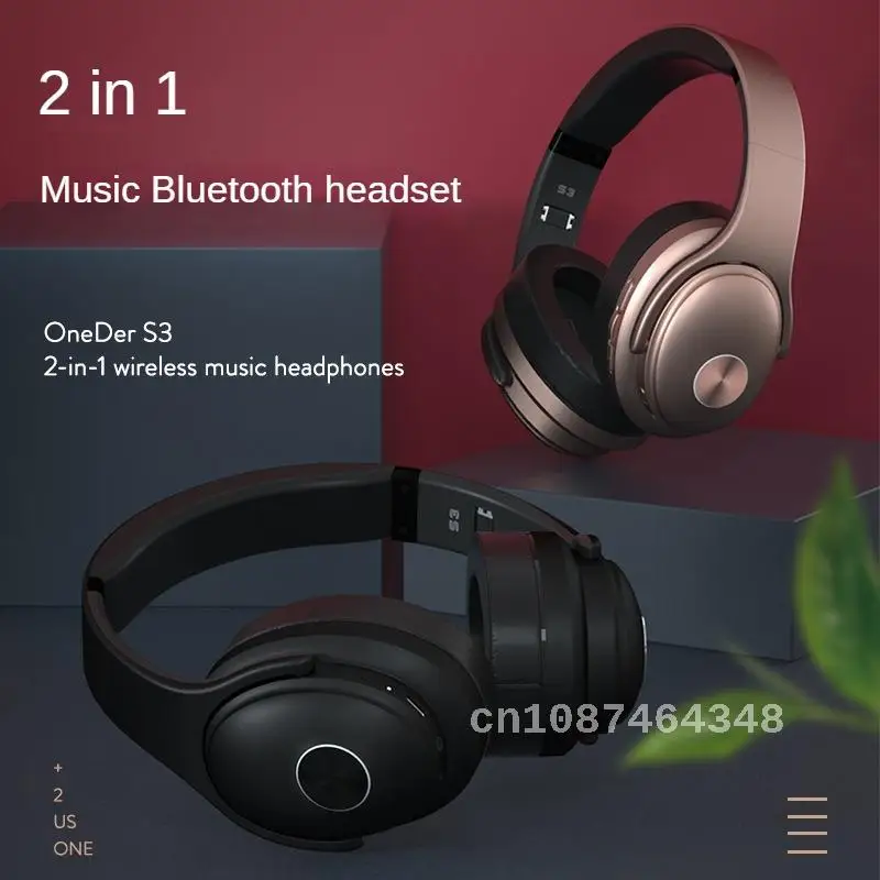 OneDer S3 Headworn Bluetooth Earphone Speaker 2 In1 Wireless External Card Foldable And Flippable T Card Radio Playback Earphone