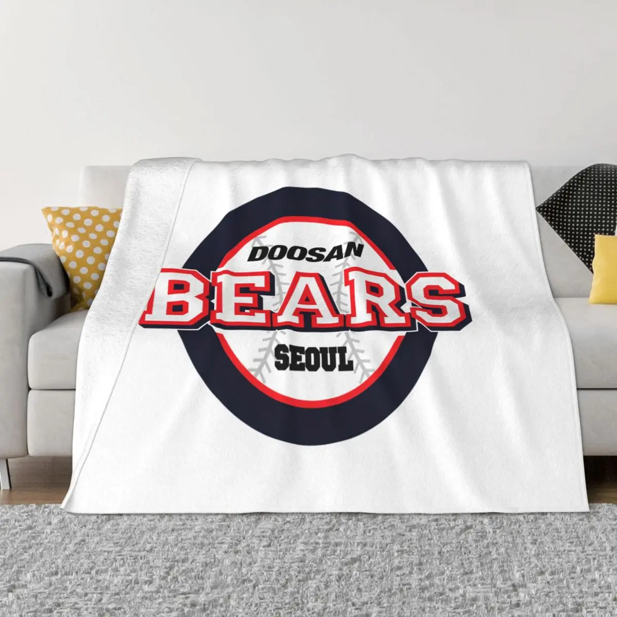 Doosan Bears Blankets Flannel Spring/Autumn Baseball Team Sport Lover Multifunction Throw Blanket for Home Outdoor Bedspread