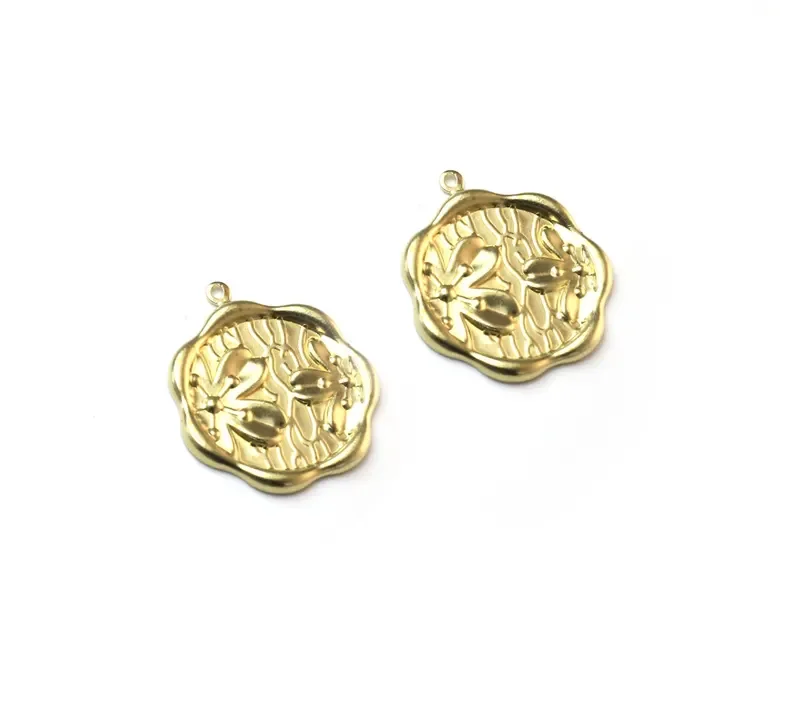 10pcs Brass Daisy Charm, Flower Earring Charms, Floral Necklace Pendant, Earring Findings, 27.8x25mm, Jewelry Supplies -R2911