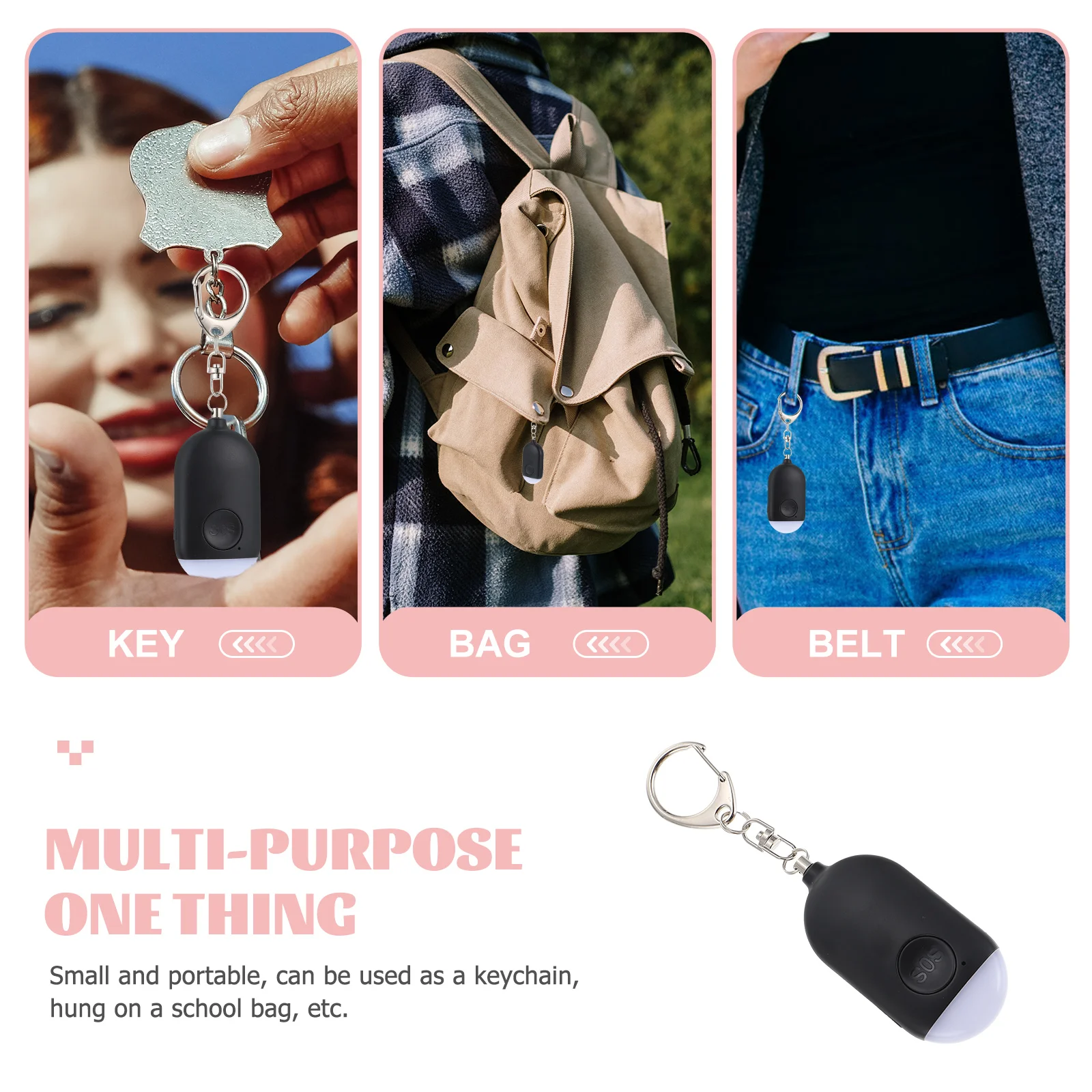 

White Anti Alarm Personal Safety Keychain Portable Tool for Women Elderly Students Travelers Joggers Outdoor