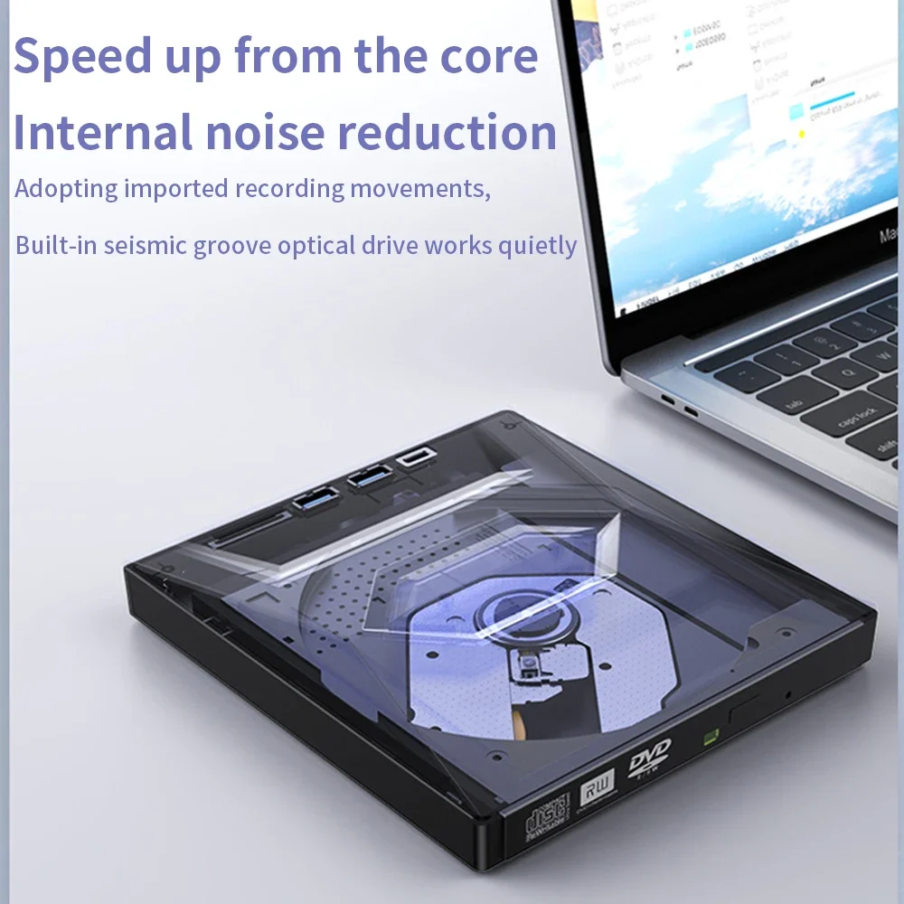 External CD DVD Drive USB 3.0 Type-C SD TF Card Reader CD DVD RW Rom Writer Burner Optical Player For Laptop Computer