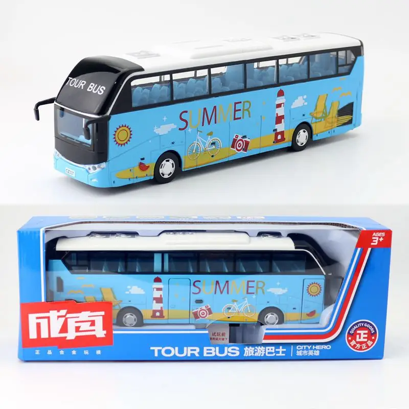 1: 50 alloy pull back tourist bus model,simulation of sound and light city bus toys,original packaging car toys,wholesale