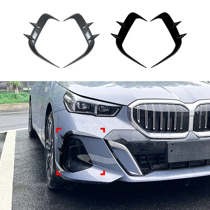 

Car Front Bumper Splitter Spoiler For BMW 5 Series I5 G60 G61 2024+ M Sport Fog Lights Decorative Cover Glossy Black