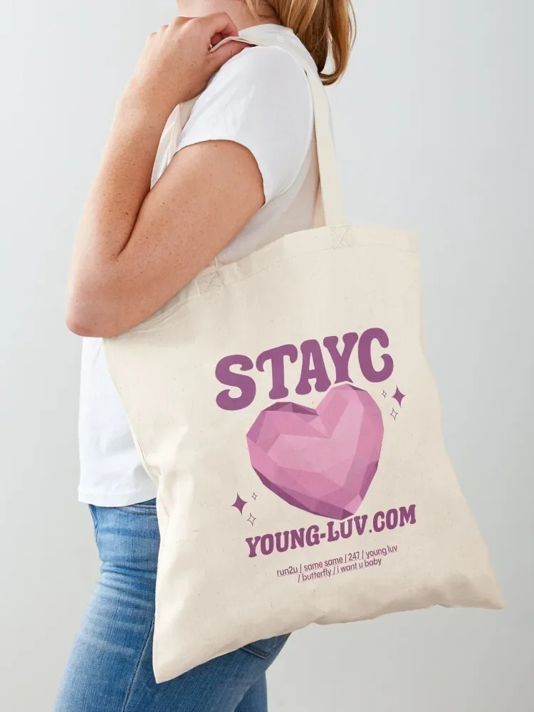 STAYC's young-luv.com Tote Bag supermarket folding bag Beach bag custom tote large size bags