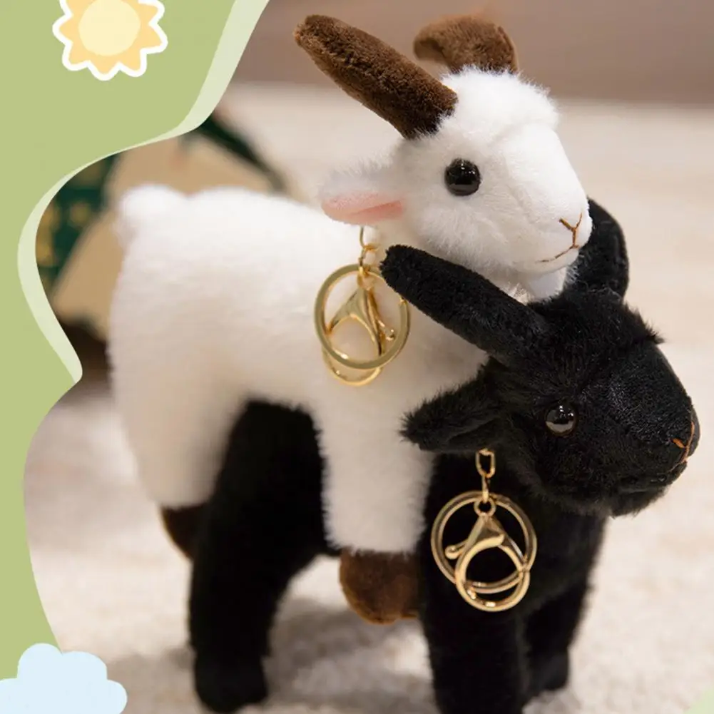 Silky Plush Goat Cute Goat Plush Keychain Small Sheep Stuffed Keyring Soft Fuzzy Bag Charm Pendant Mini Pendant Backpack