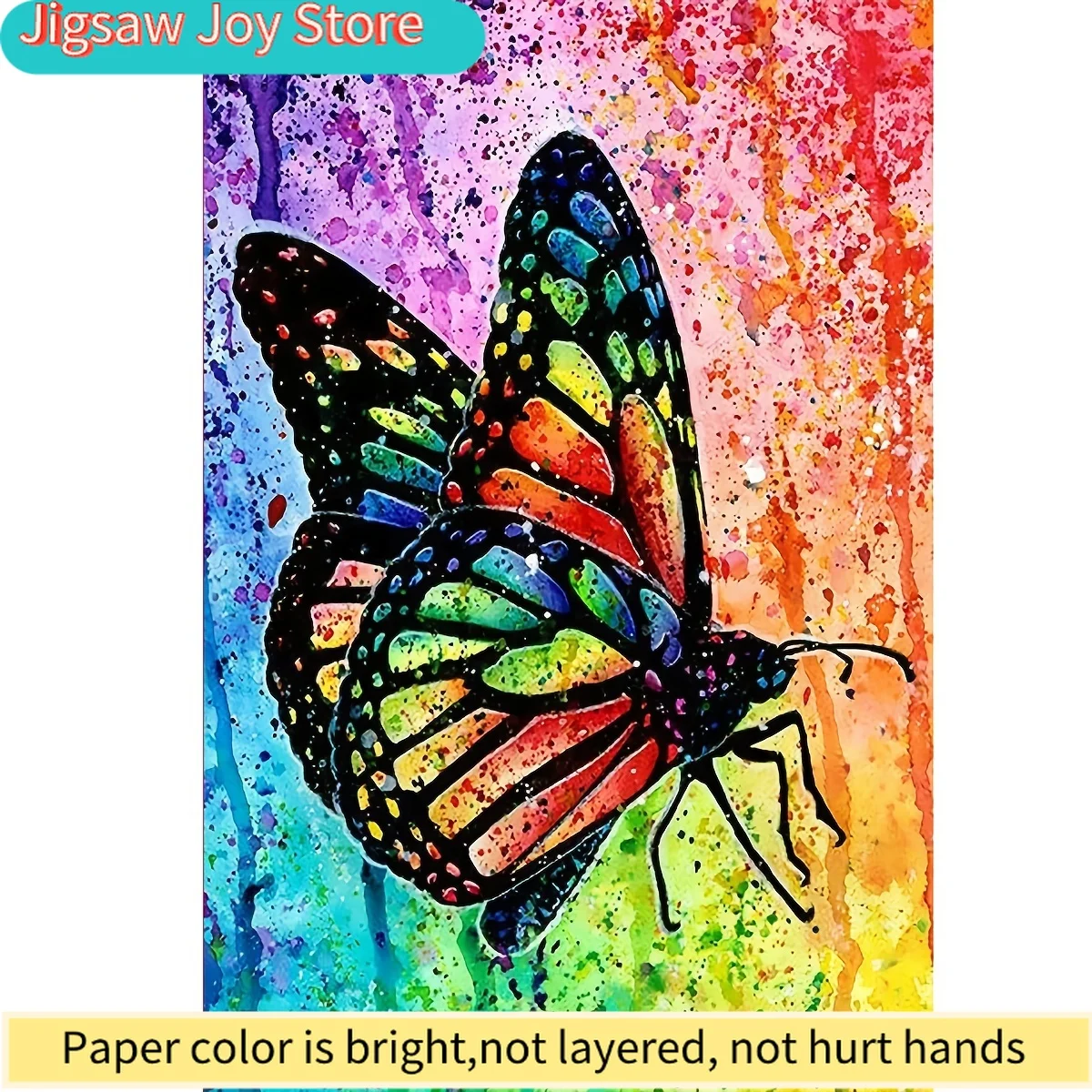 

1pc 5D DIY Handmade Diamond Painting 20*30cm/7.87in*11.8inch Oil Canvas Round Drill "Colorful Butterfly" Adult Relax Toy Mosai
