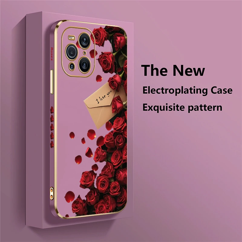 Fashion Flower Pattern Case For OPPO Find X3 Pro X3 Lite X5Lite Find X5 X 5 Lite Soft Silicone Shockproof Plating Cover