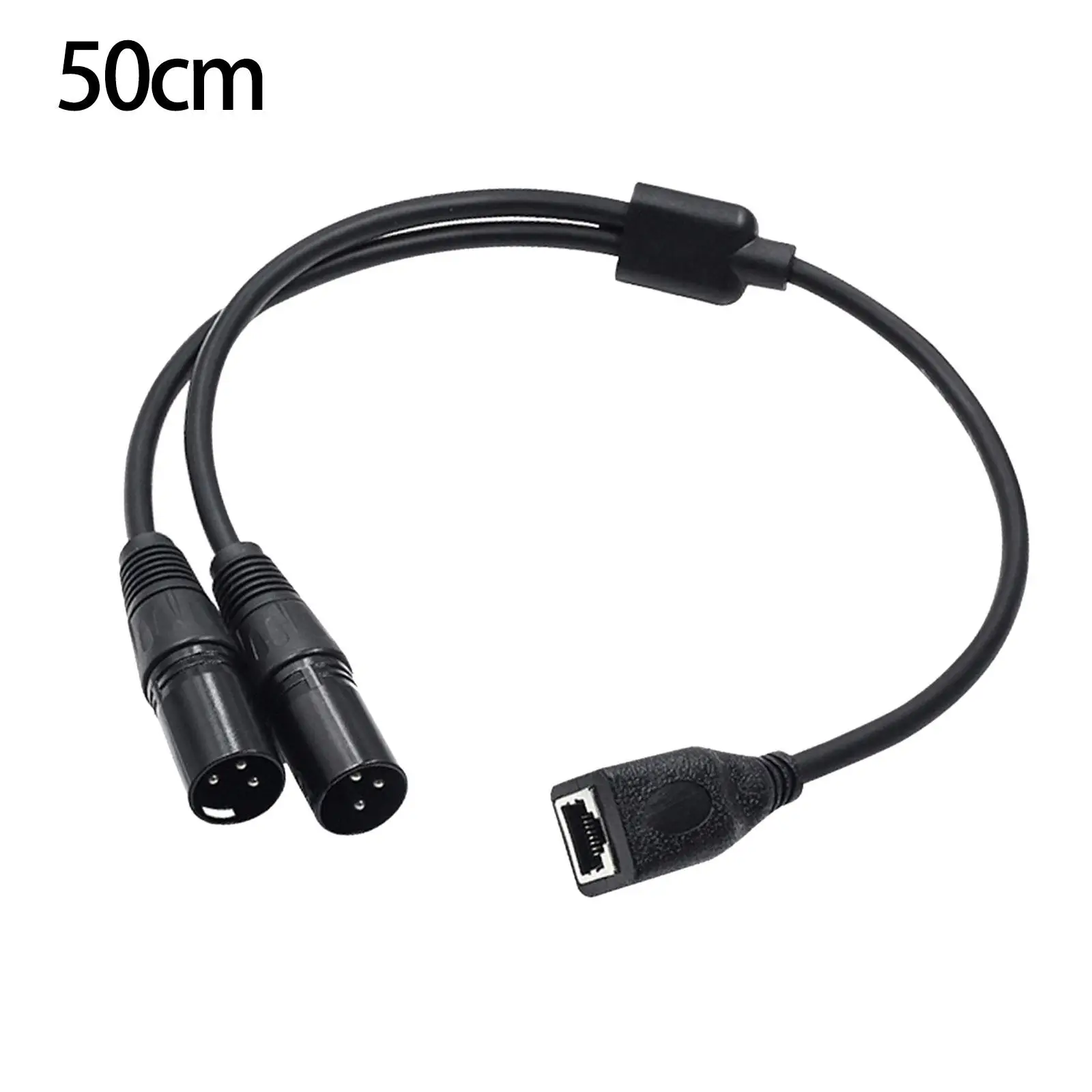 Dual XLR 3Pin Male to Female Adapter Cable 50cm Length with Network Interface Durable Flexible Audio Signal Transmission