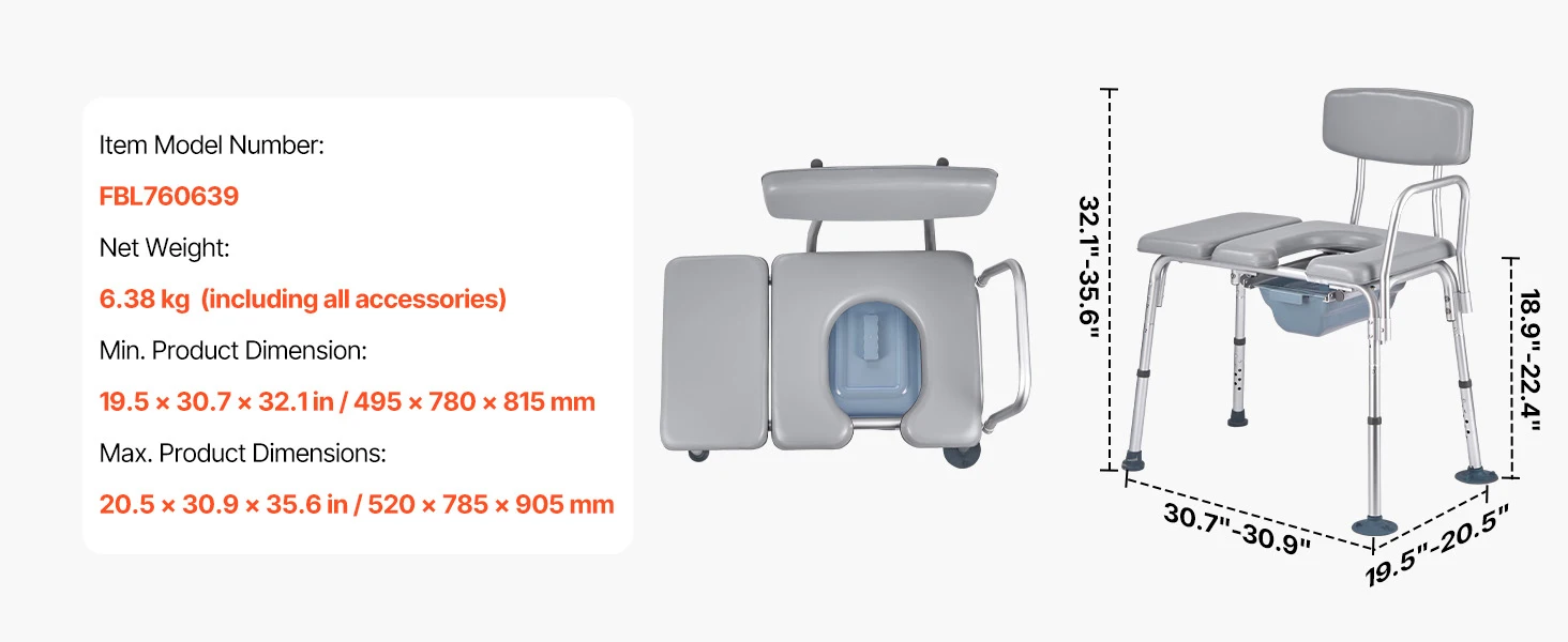 SucceBuy 500 lbs 4-in-1 Bedside Commode Chair with Padded Seat and Backrest Detachable 5L Bucket Adjustable Height for Seniors