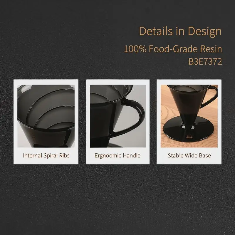 Clear Conical Coffee Dripper Spiral Flavor Lock Design Reusable Pour Over Coffee Filter for Home Office