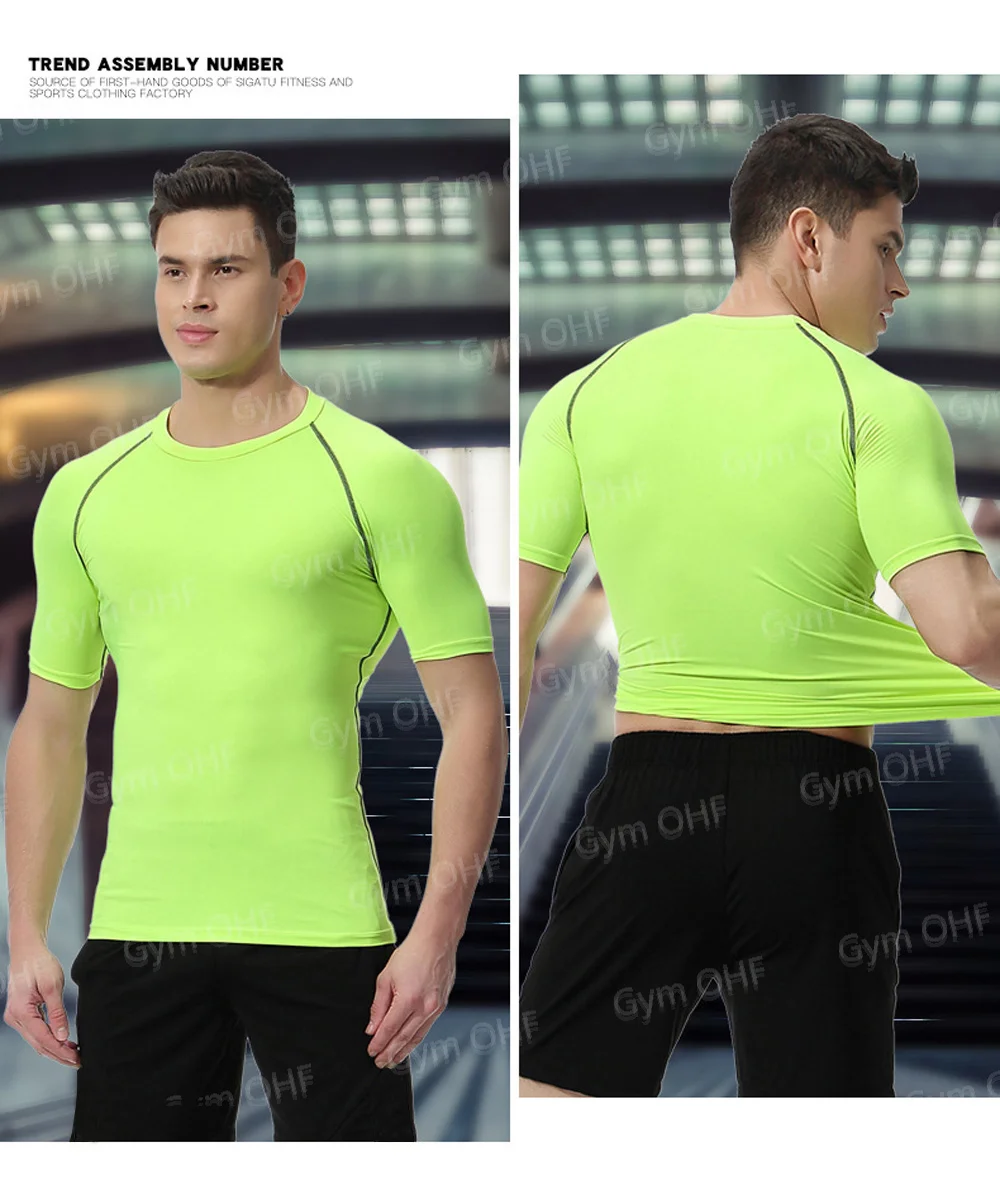 Rash guard Kompression shemd Boxen Laufen Trikots Yoga Fitness MMA Männer T-Shirts Bjj Strumpfhosen Muay Thai Gym Sport Marke Kleidung – Detail 24