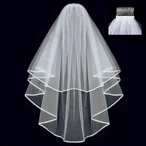 Wedding veils with comb, bridal ivory white, two -layer veil for bride, wedding accessories, fashion 8 Main Sales Veil Bridal - №6
