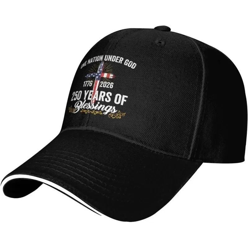 250th Birthday Of U.S. 1776 2026 Hats | God Bless USA Baseball Cap, Vintage Style, Lightweight, Slight Stretch Fabric