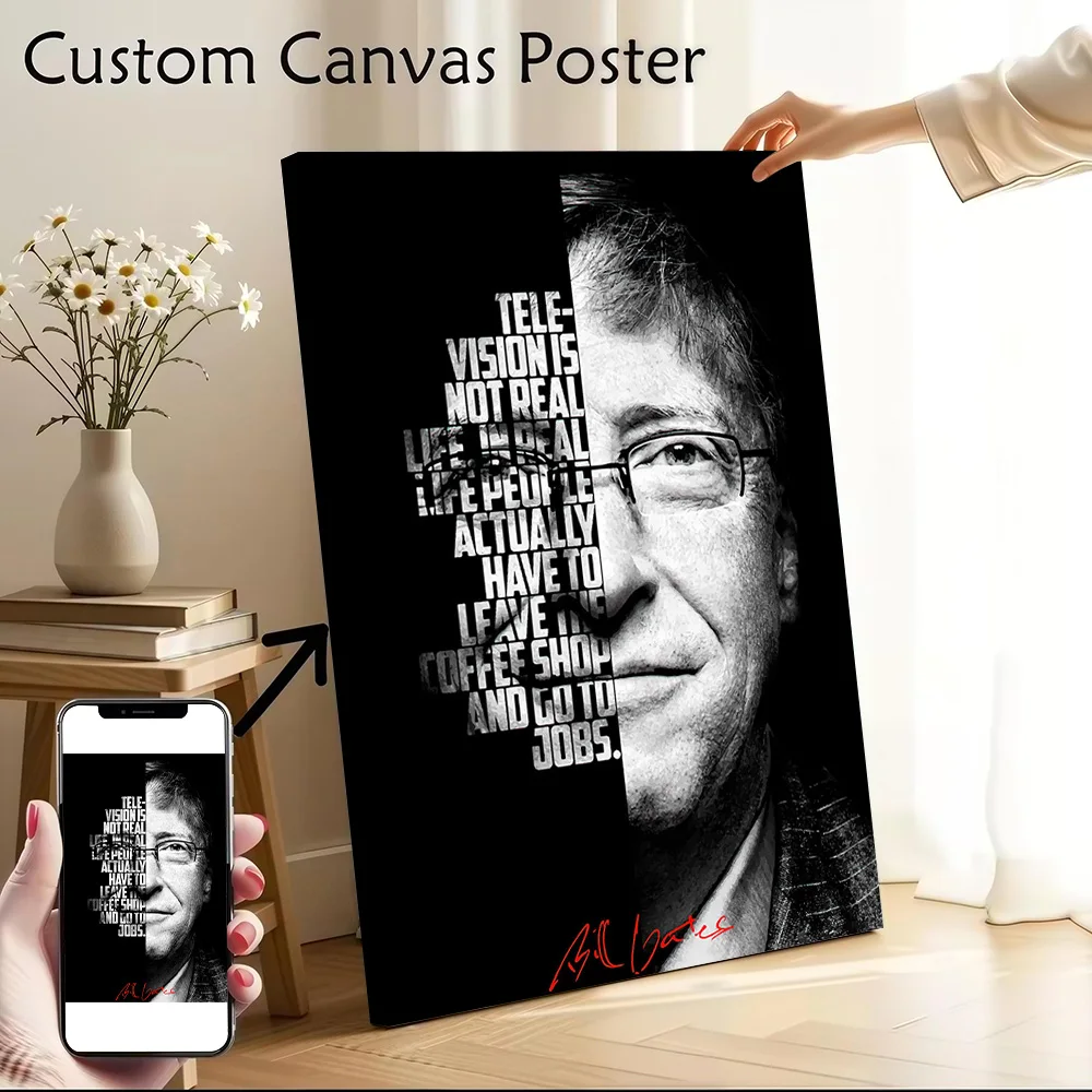 Bill Gates Printed Canvas Wall Art Customizable Paintings Poster Perfect Gift for Bathroom Decor Living Room Wand Deko Painting