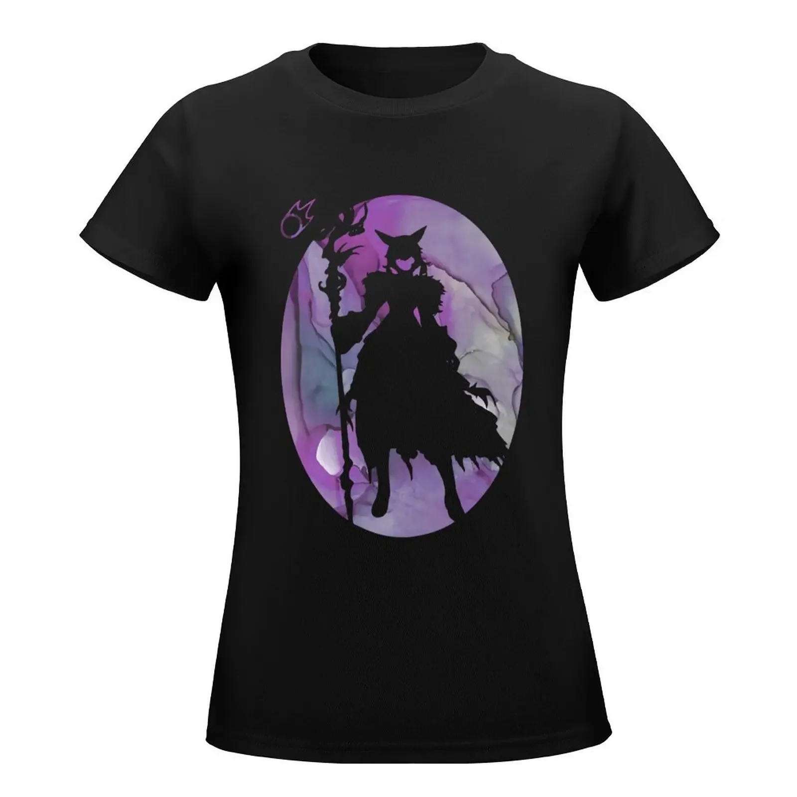 FFXIV Y'shtola Black Mage Silhouette T-Shirt summer clothes tops graphics tops Women