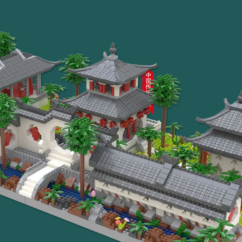 China Classical Traditional House Nanobricks Architecture Micro Diamond Block 3in1 Chinese Suzhou Gardens Building Bricks Toy