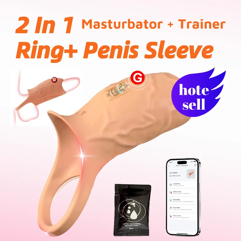 Vibrating Cock Ring Penis Sleeve Male Sex Toy, 2024 Upgraded APP Control 10 Vibrations Penis Ring Cock Sleeve Male Vibrator