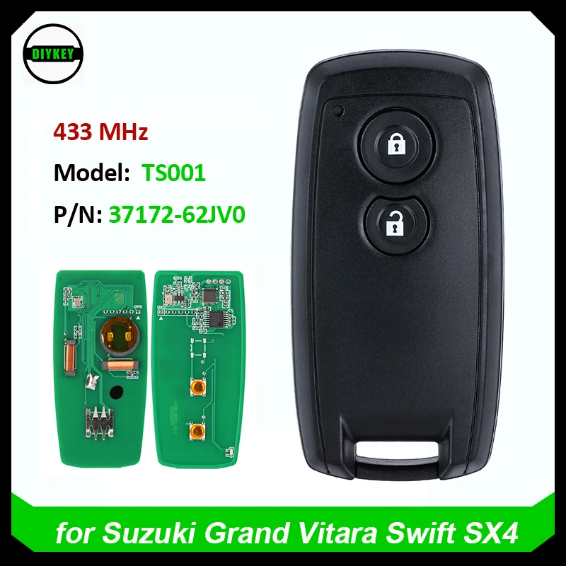 DIYKEY 스즈키 그랜드 비타라 SX4 2007 2008 2013 스마트 원격 키, 키리스 고 모델: TS001 - P/N: 37172-62JV0, 433MHz