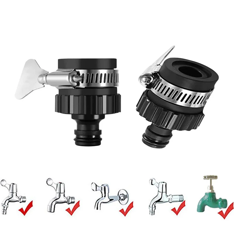 16mm Universal Hose Tap Connector 2Pcs Detachable Kitchen Tap Hose Connector Adjustable Mixer Tap Hose Connector Tap Adaptor Set