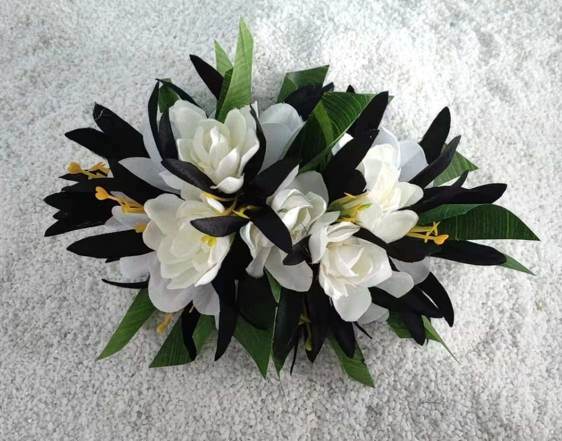 Free shipping 50pcs/lot KN-hc028m 18cm Artificial Silk Tuberose&Spider Lily Hair Clip Hawaii Flower Hairpins Women Headwear