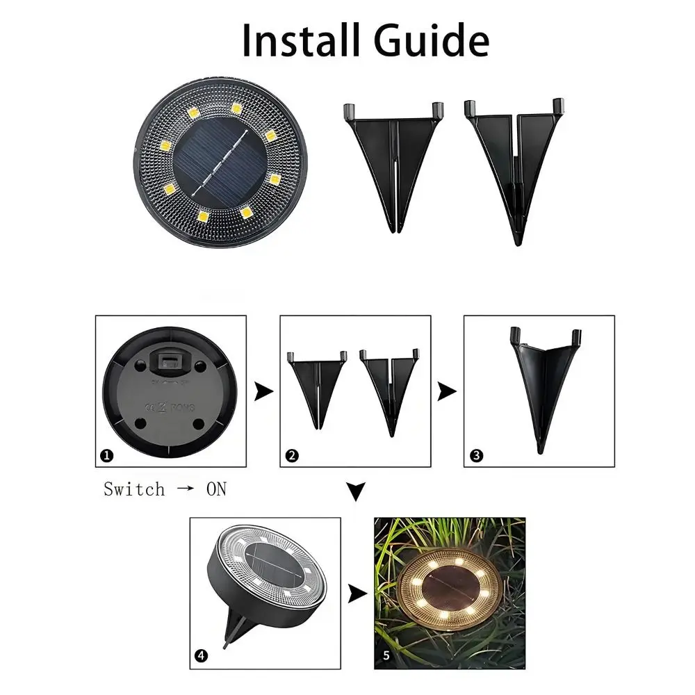 2Pcs Solar Power Solar Buried Lights Super Bright Warm /White Light Outside Solar Lights Durable IP68 Waterproof