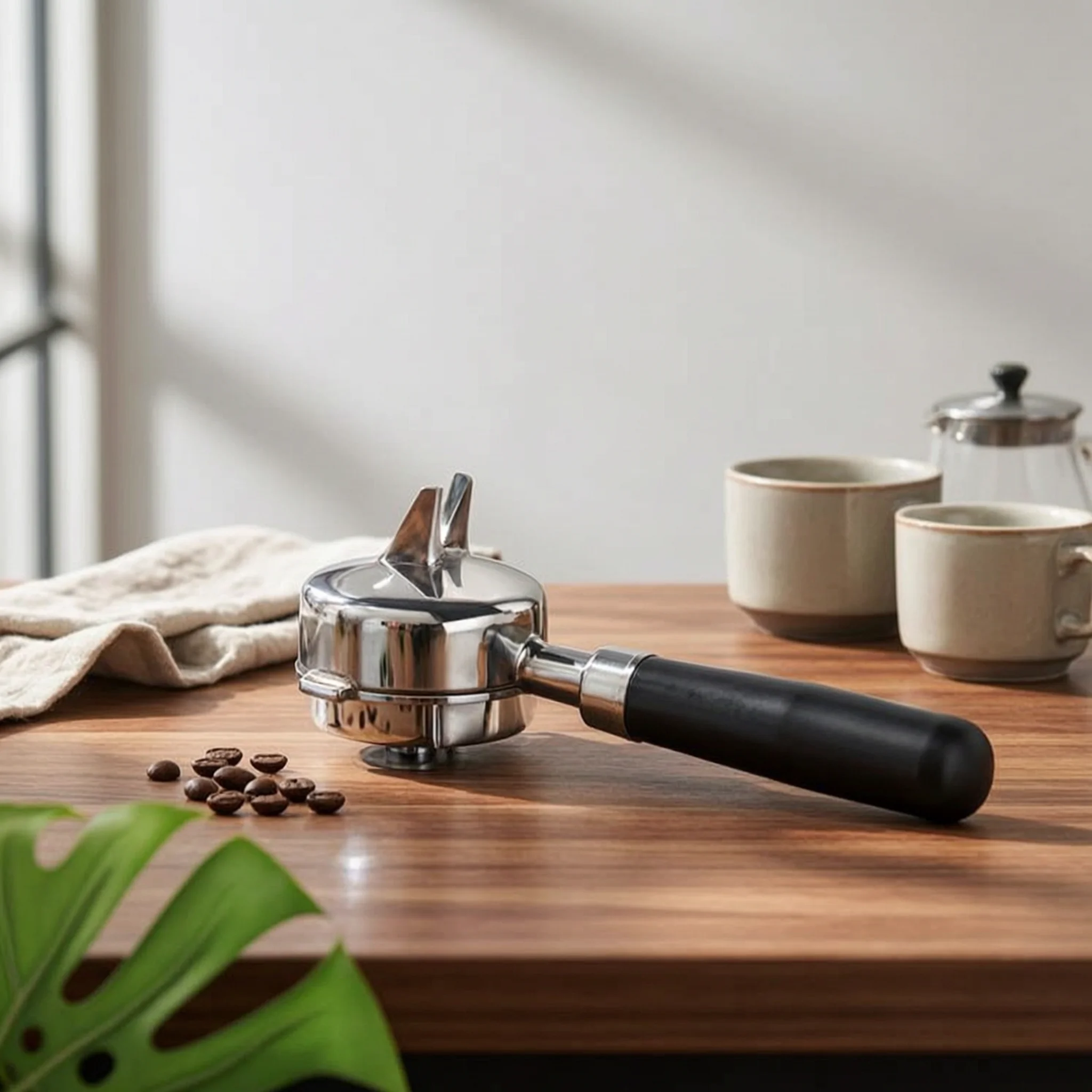 boite-a-cafe-a-tiroir-en-bois-de-noyer-avec-attaches-d'angle-apparentes-bac-a-marc-de-cafe-design-minimaliste-metropolitain-pour-le-vidage-de-l'espresso