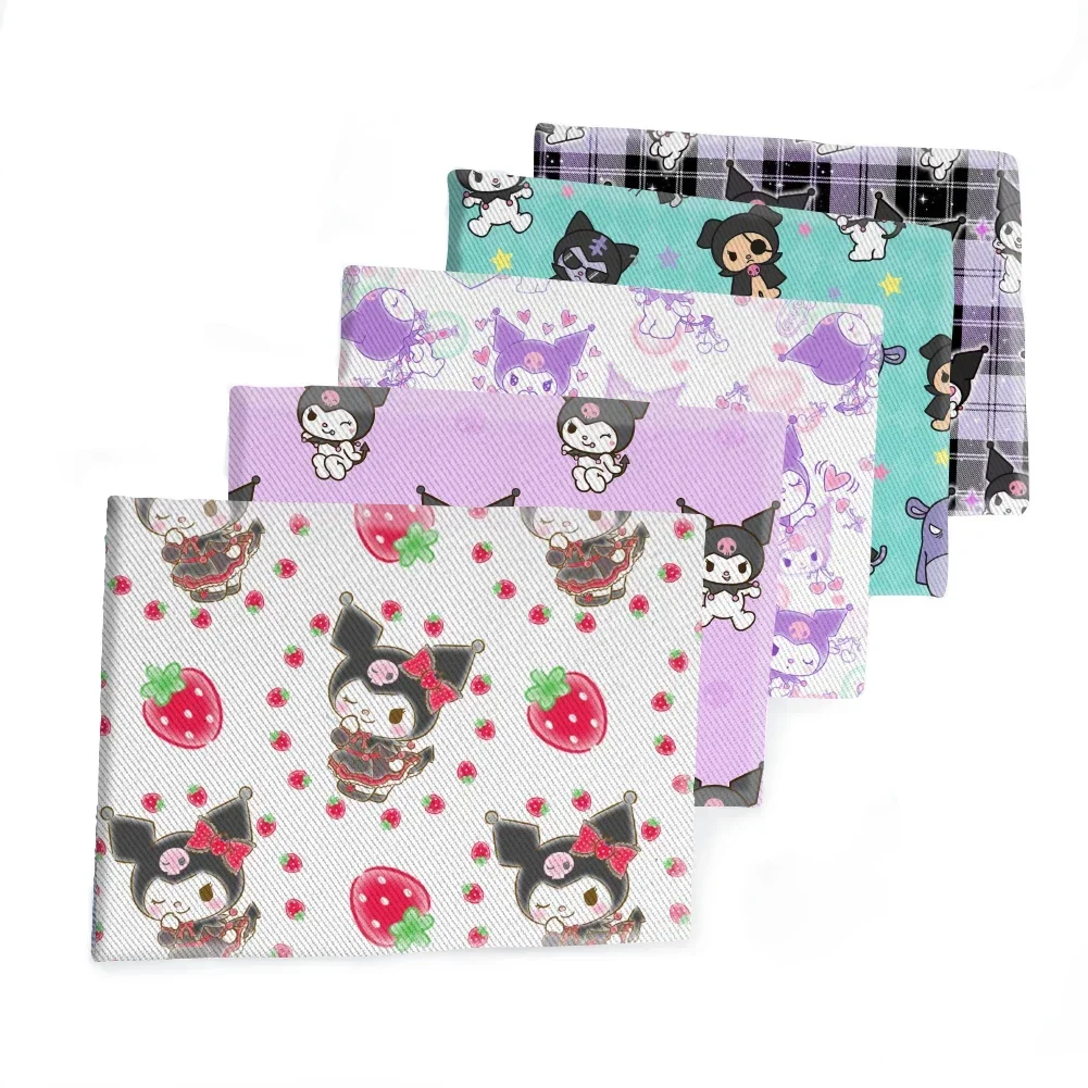 Japanese Cartoon Sanrio Kuromi Pattern Printed Twill Fabric for Patchwork Quilting Fabrics