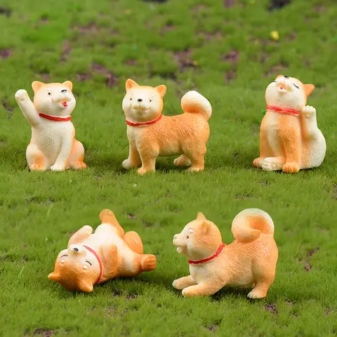 Akita Dog Miniature Figurine Simulated Animal Room Home Cake Decor Fairy Garden Decoration DIY Accessories Modern Birthday Gift